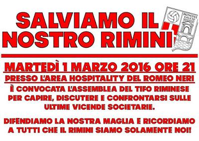 Martedì 1 Marzo l'assemblea del Tifo Riminese. Salviamo il nostro Rimini