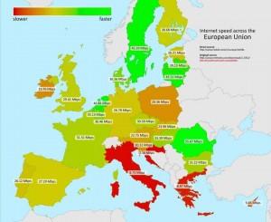 La mappa della velocità di Internet nell’Unione Europea