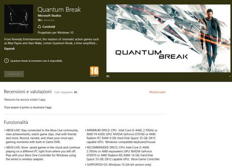 Quantum Break è apparso ufficialmente sul Windows Store