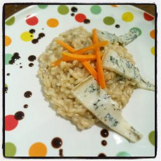 Risotto con zola di capra e aceto balsamico