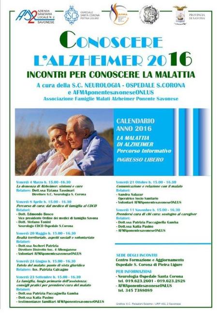 Pietra Ligure, ciclo di incontri su conoscere l’Alzaheimer