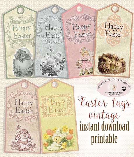 Etichette Stampabili in stile vintage per Pasqua, un tocco di classe per i tuoi doni