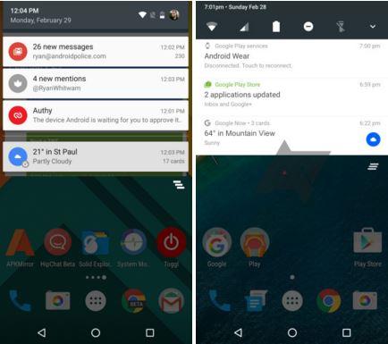 Android N tendina notifiche