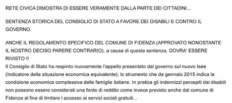 Indennizzi  ai disabili: il Consiglio di Stato boccia il Governo. Il caso Fidenza