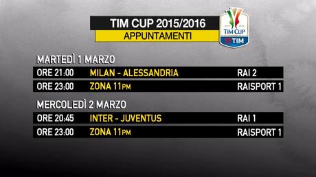 Rai Sport, Coppa Italia Tim Cup 2015/2016 - Semifinale Ritorno  - Programma e Telecronisti
