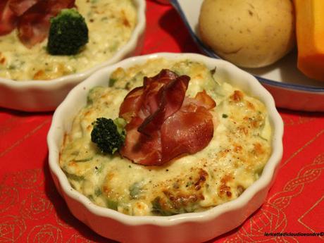 Gratin di patate, zucca e gambi di broccolo