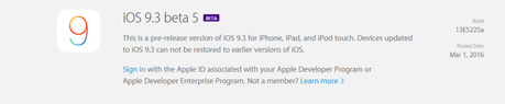 Apple rilascia agli sviluppatori iOS 9.3 beta 5 [Aggiornato x2 ecco le novità introdotte] – In Aggiornamento