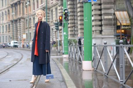 streetstyle milano fashion week, plissè