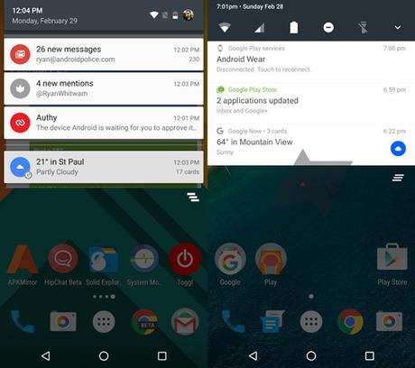 Ecco il nuovo centro di notifica di Android N