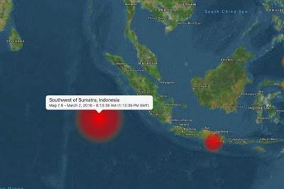 Forte terremoto di magnitudo 7.8 ha colpito l'isola di Sumatra in Indonesia