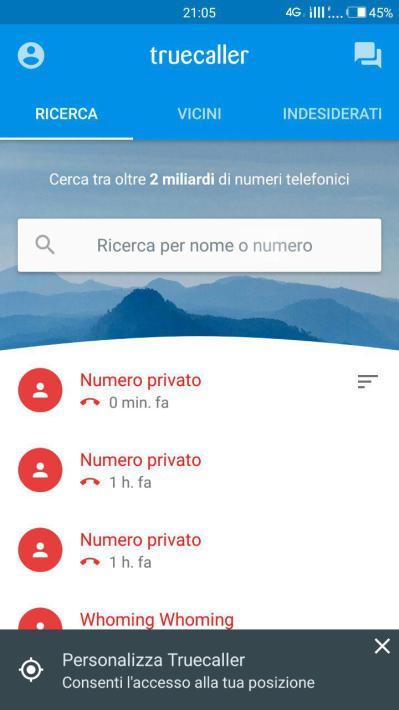 Bloccare chiamate pubblicitarie o indesiderate: Truecaller