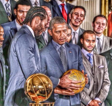 Kawhi Leonard + President Obama - © twitter.com/kawhileonard