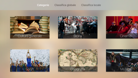 Instaquiz: i quiz sulla tua Apple TV menù e categorie