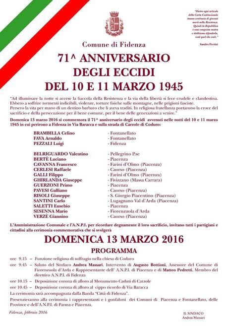 71° anniversario degli eccedi di Carzole e Via Baracca