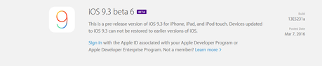 Apple rilascia agli sviluppatori iOS 9.3 beta 6 [Aggiornato x1 novità]