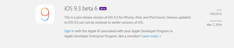 Apple rilascia agli sviluppatori iOS 9.3 beta 6 [Aggiornato x3 novità, rilasciata anche la versione pubblica ai beta tester]