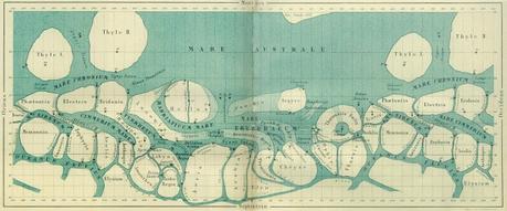 Mappa di Marte realizzata da G. Schiaparelli nel 1877.