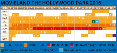 Calendario Movieland Park 2016