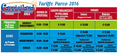 Tariffe Carrisiland 2016