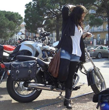 Biker spring on the lake