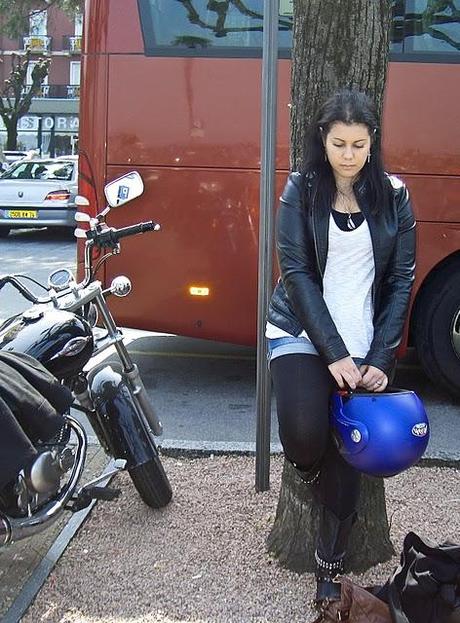 Biker spring on the lake