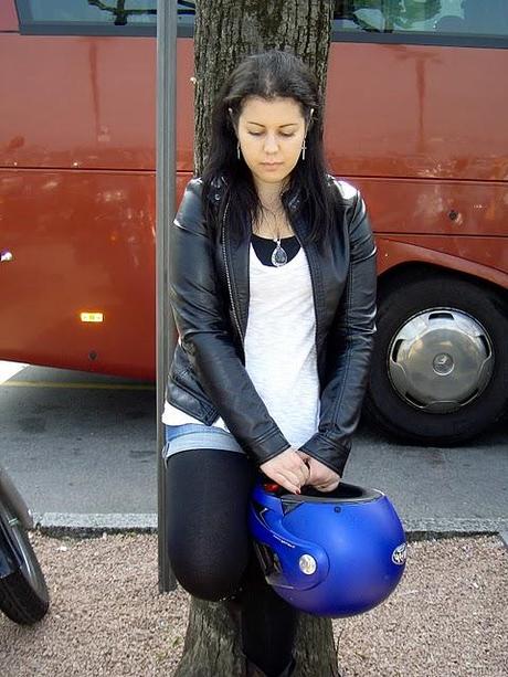 Biker spring on the lake