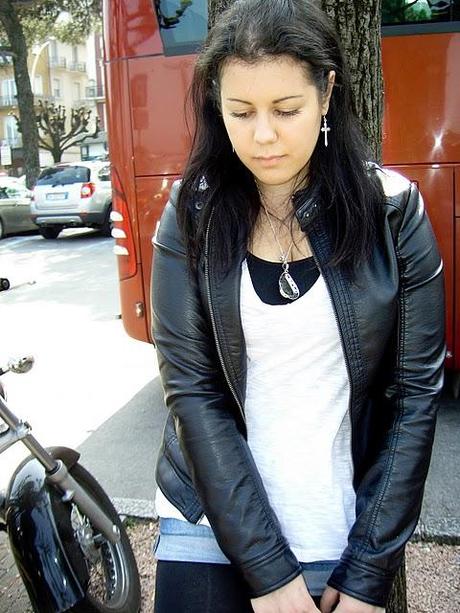 Biker spring on the lake