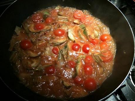 Fettuccine con carciofi e code di gambero