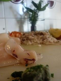 Timballo di riso rustico con calamari, gamberetti e mango per Riso(t)tiamo