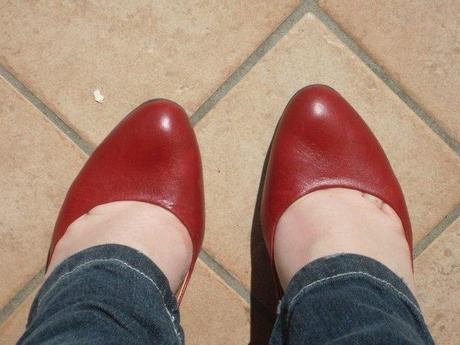 ShoeperShoeChallenge #8 My Purple wedge loafers and 9# Red Pumps