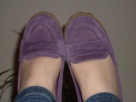 ShoeperShoeChallenge #8 My Purple wedge loafers and 9# Red Pumps