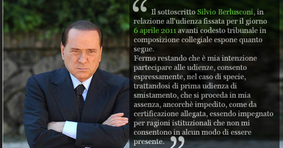 Processo Ruby-Berlusconi: povero premier, deve mandare la giustificazione
