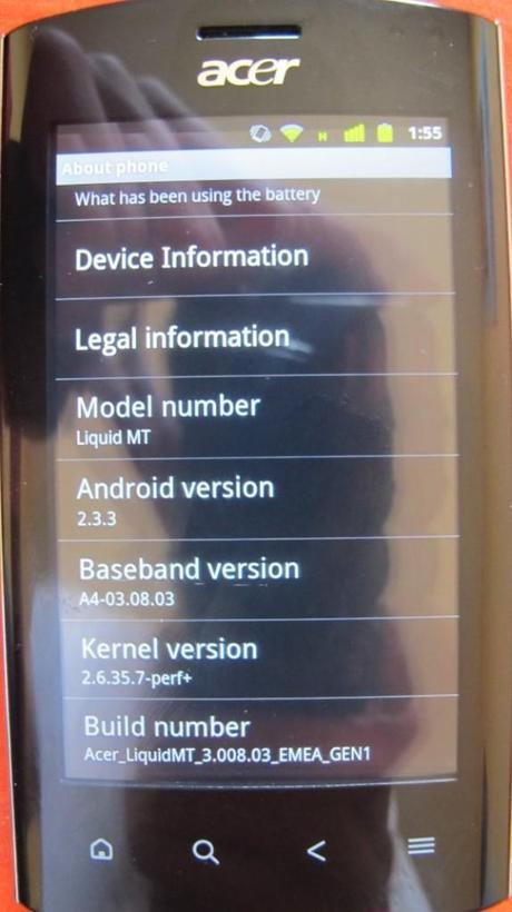 android acer liquid metal frandroid gingerbread 2.3.3 Android Gingerbread 2.3 per Acer Liquid Metal