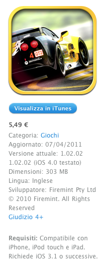 Nuovo aggiornamento per l'applicazione Real Racing 2 arrivando così alla versione 1.02.02 Nuovo aggiornamento per l'applicazione Real Racing 2 arrivando così alla versione 1.02.02