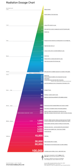 Grafico dell'esposizione ai vari livelli di radioattività