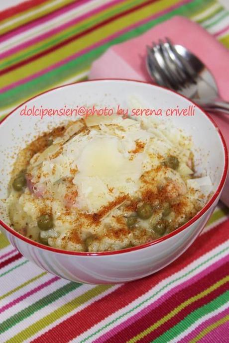 RISOTTO PISELLI, PANCETTA E BOTTARGA di Dolcipensieri