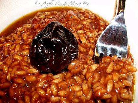 RISOTTO CON CIOCCOLATO AL PEPERONCINO, FICHI CARAMELLATI E SALSA AL PORTO