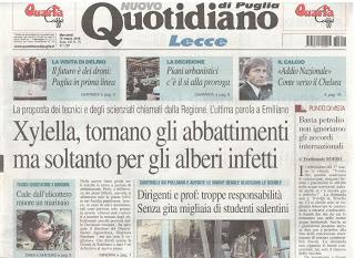 I contenuti della BOZZA linee guida per il contenimento della diffusione della xylella fastidiosa.