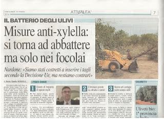 I contenuti della BOZZA linee guida per il contenimento della diffusione della xylella fastidiosa.