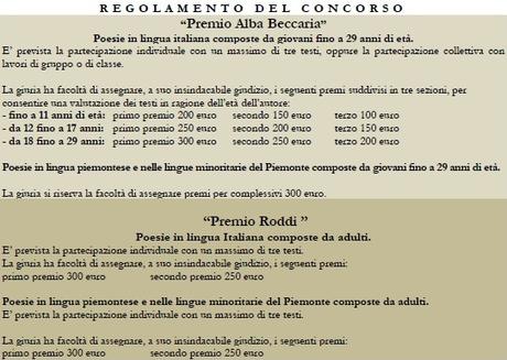 Premio Roddi - Bando di concorso per poesia in lingua italiana, piemontese e minoritarie del Piemonte.
