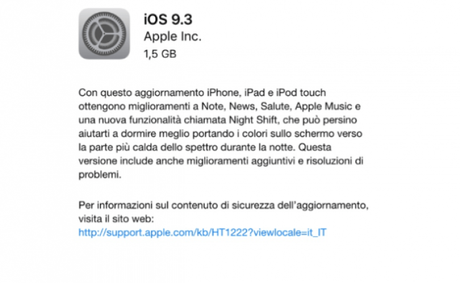iOS 9.3 – Apple lo rilascia per tutti i suoi dispositivi, Link Diretti al Download [In aggiornamento]