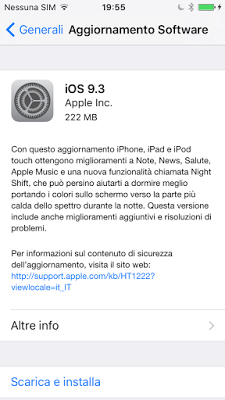 IOS 9.3 rilasciato ufficialmente: aggiornamento disponibile