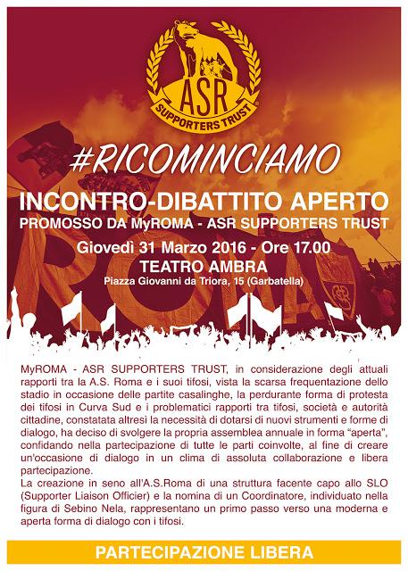 #RICOMINCIAMO - Incontro tra i tifosi e l'ufficio SLO AS Roma promosso da MyRoma ASR Supporters Trust