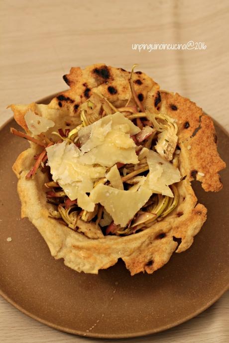 cestini-di-pane-carasau-con-insalata-carciofi-grana-e-miele