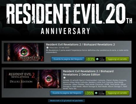 Per festeggiare il ventennale della serie, tutti i Resident Evil in saldo su Steam