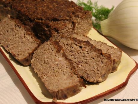 Polpettone di carne con finocchi, noci, riso basmati e salsa di soia al aceto balsamico