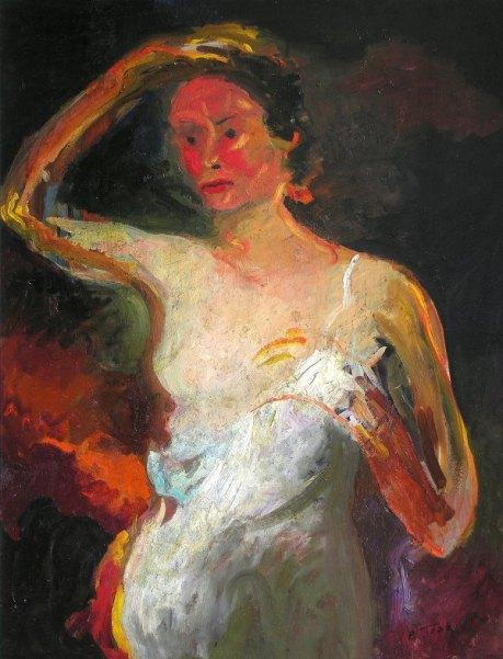 ANTICOLI CORRADO (ROMA): BENEDETTO TOZZI 1910-1968 | Dalla pittura tonale alla visione espressionista Donna impazzita durante il bombardamento, 1945, olio su compensato cm 76x100