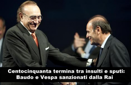 Centocinquanta chiude in anticipo tra le polemiche. Baudo sputa ad un autore, Vespa s’infuria e lascia la trasmissione