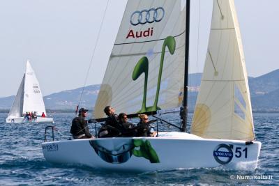 JOE FLY - AUDI ITALIA SAILING TEAM TREDICESIMO DOPO LE PRIME DUE GIORNATE DEL CAMPIONATO ITALIANO MELGES 24