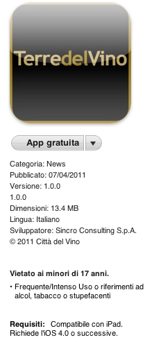 Terre del Vino: applicazione per tutti gli amanti del buon vino su Apple Store per iPad